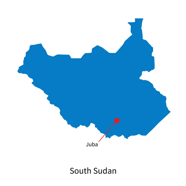 Podrobné vektorová Mapa Jižní Súdán a hlavního města Juba — Stockový vektor