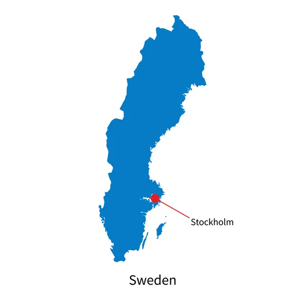 Detailed vector map of Sweden and capital city Stockholm — Stock Vector