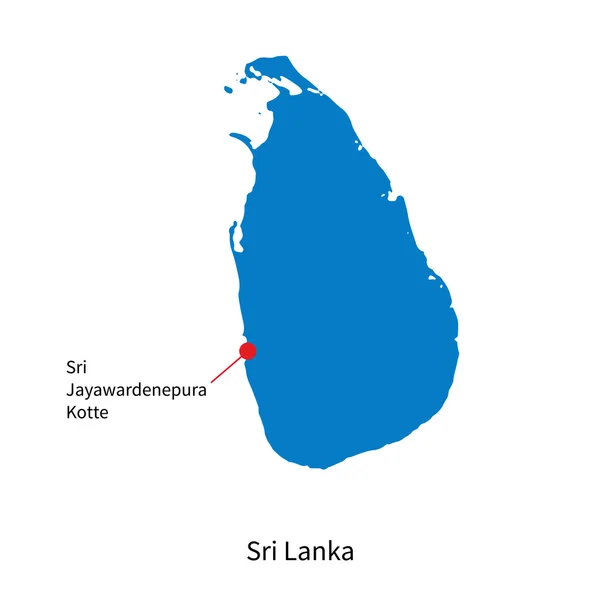 Detaljerad vektor karta över sri lanka och huvudstaden sri jayawardenepura kotte — Stock vektor