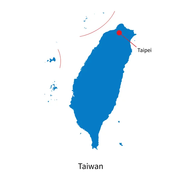 Carte vectorielle détaillée de Taiwan et sa capitale Taipei — Image vectorielle