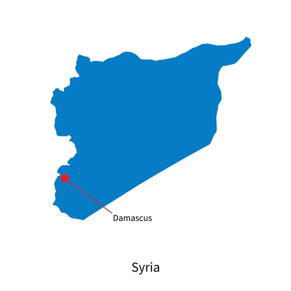 Detaillierte Vektorkarte von Syrien und der Hauptstadt Damascus — Stockvektor