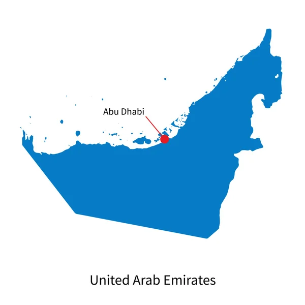 Podrobné vektorová mapa Spojených arabských emirátů a hlavního města abu Dhabi — Stockový vektor