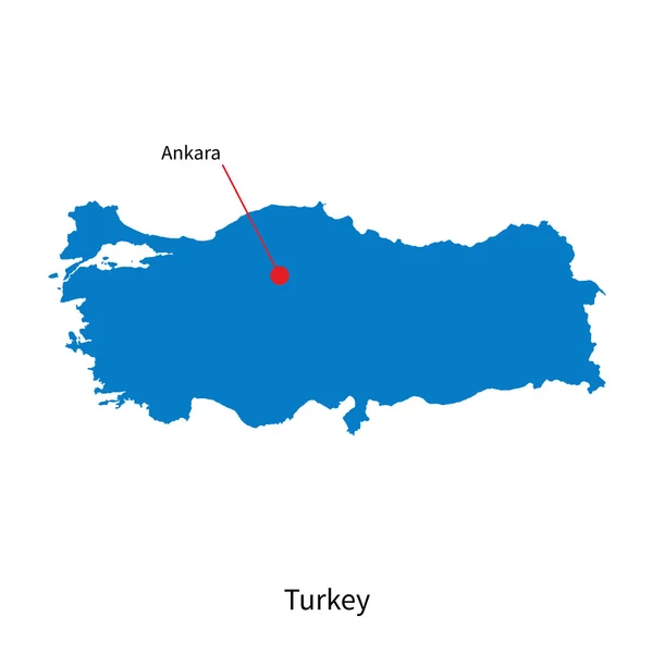 Detaillierte Vektorkarte der Türkei und der Hauptstadt Ankara — Stockvektor