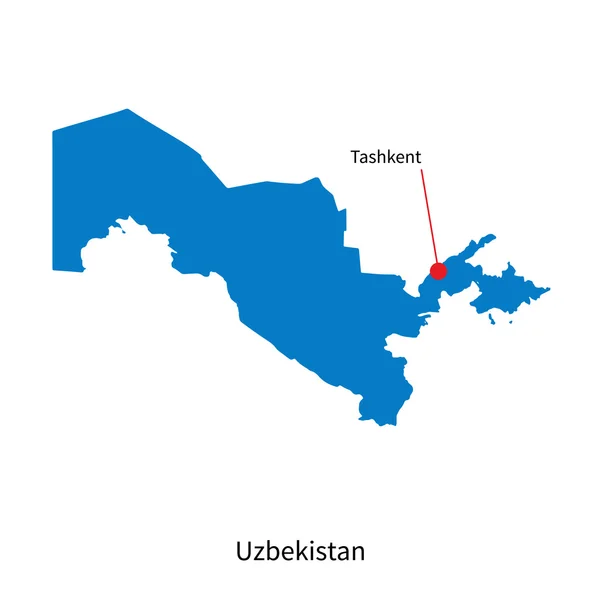 Detailed vector map of Uzbekistan and capital city Tashkent — Stock Vector