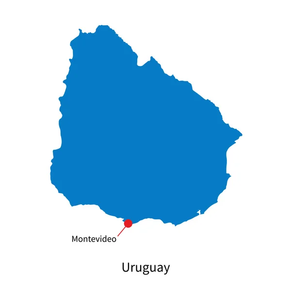 Mappa vettoriale dettagliata dell'Uruguay e della capitale Montevideo — Vettoriale Stock