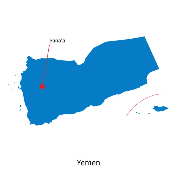 Детальний вектор карта Ємен і столиці міста сану — стоковий вектор