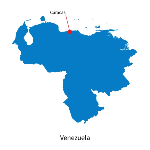 Detailed vector map of Venezuela and capital city Caracas — Stock Vector
