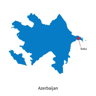 Azerbaycan ve capital city Bakü Haritası detaylı vektör