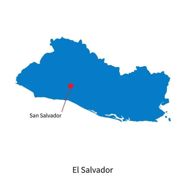 Gedetailleerde vector kaart van el salvador en de hoofdstad stad san salvador — Stockvector