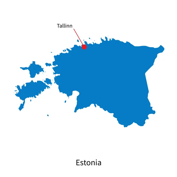 Detailed vector map of Estonia and capital city Tallinn — Stock Vector