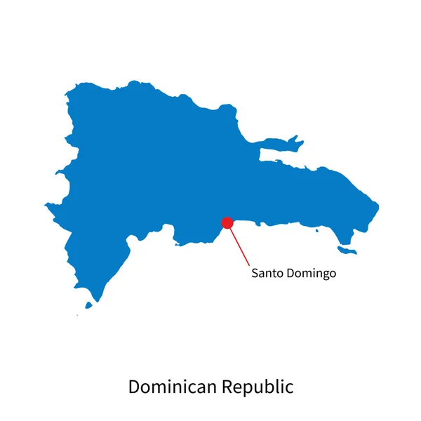 Mapa vectorial detallado de República Dominicana y capital Santo Domingo — Vector de stock