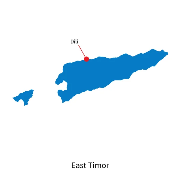 Gedetailleerde vector kaart van Oost-timor en hoofdstad stad dili — Stockvector