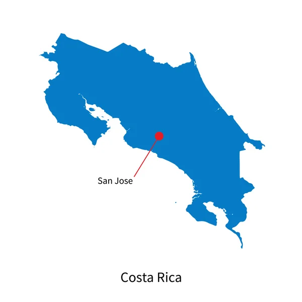 Detaillierte vektorkarte von costa rica und hauptstadt san jose — Stockvektor