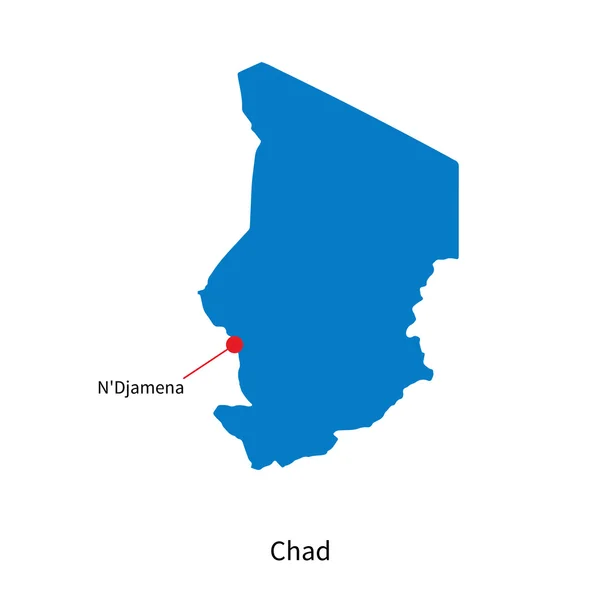 Mapa vectorial detallado de Chad y capital NDjamena — Vector de stock