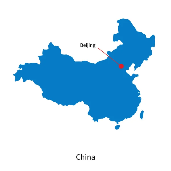 Podrobné vektorová mapa Číny a hlavního města Pekingu — Stockový vektor