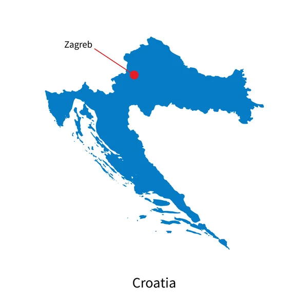 Szczegółowe wektor mapa Chorwacji i kapitału miasta Zagrzebia — Wektor stockowy