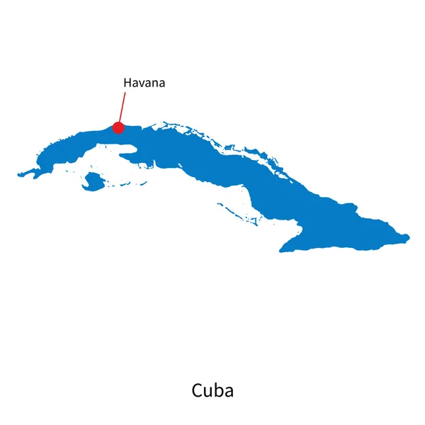 Mappa vettoriale dettagliata di Cuba e capitale L'Avana — Vettoriale Stock