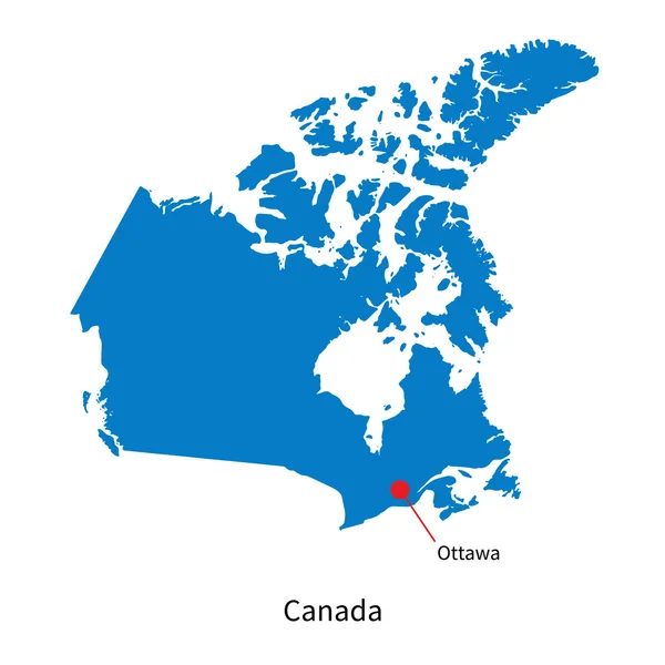 Mapa vectorial detallado de Canadá y capital Ottawa — Archivo Imágenes Vectoriales