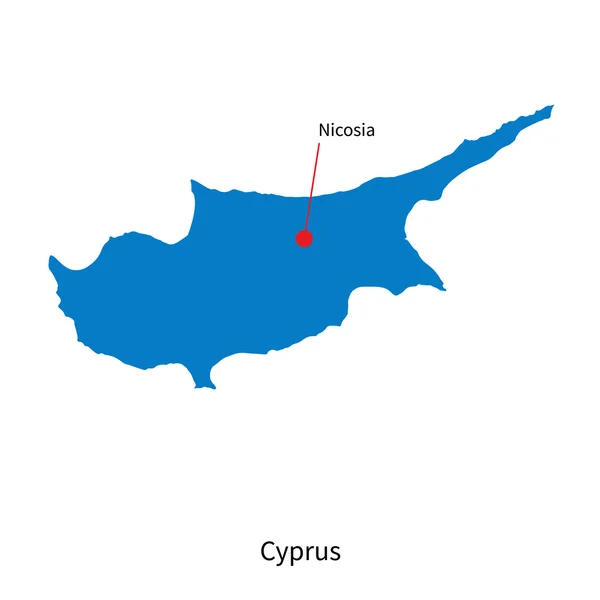 Detailed vector map of Cyprus and capital city Nicosia — Stock Vector