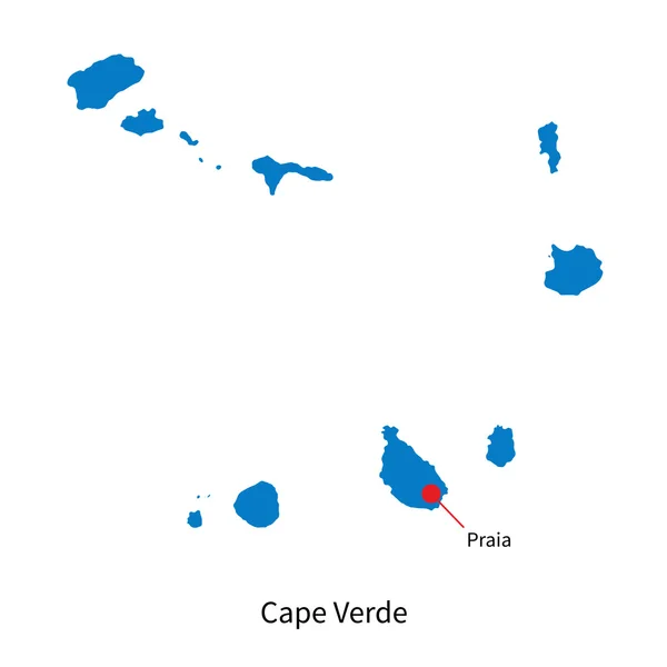 Mapa vetorial detalhado de Cabo Verde e capital Praia —  Vetores de Stock