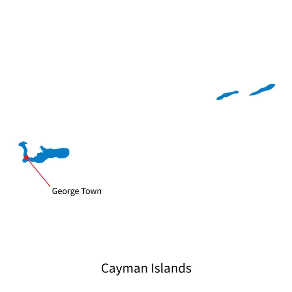 Mapa vectorial detallado de Islas Caimán y ciudad capital George Town — Vector de stock