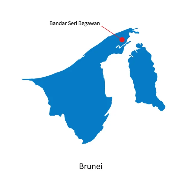 Mapa vectorial detallado de Brunei y capital Bandar Seri Begawan — Archivo Imágenes Vectoriales