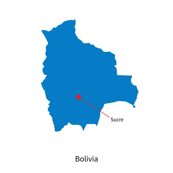 Gedetailleerde vector kaart van bolivia en hoofdstad sucre — Stockvector