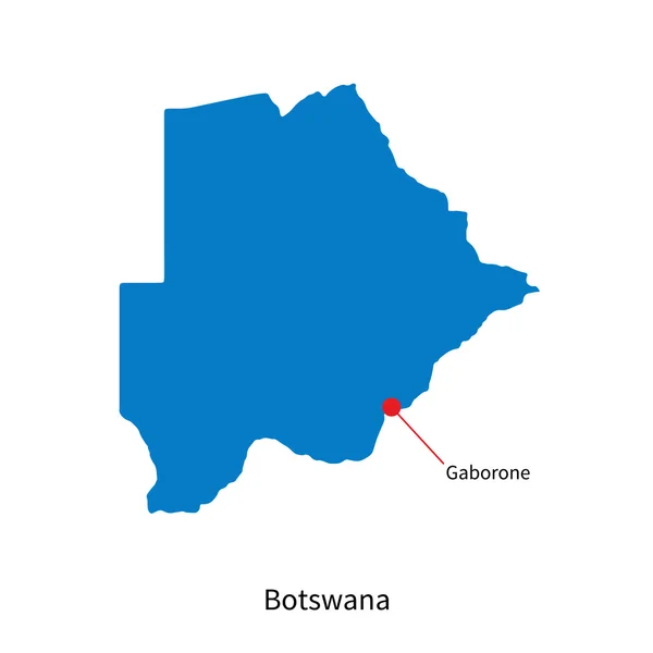 Gedetailleerde vector kaart van botswana en hoofdstad stad gaborone — Stockvector