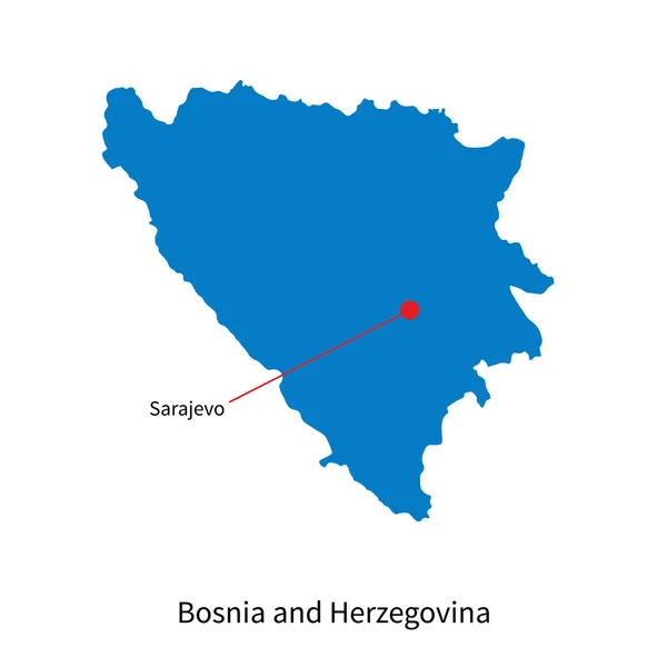 Detailed vector map of Bosnia and Herzegovina and capital city Sarajevo — Stock Vector