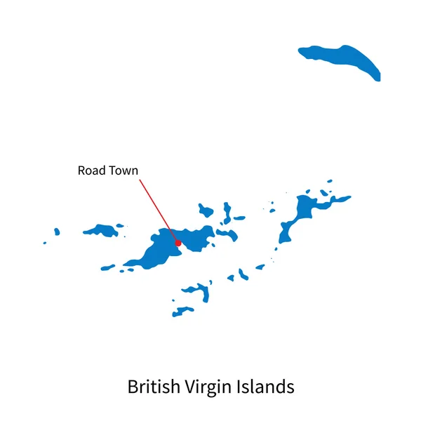 Mapa vectorial detallado de Islas Vírgenes Británicas y ciudad capital Road Town — Vector de stock