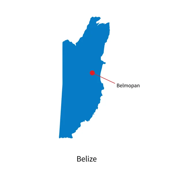 Detailed vector map of Belize and capital city Belmopan — Stock Vector