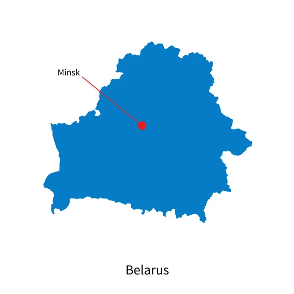 Detailed vector map of Belarus and capital city Minsk — Stock Vector
