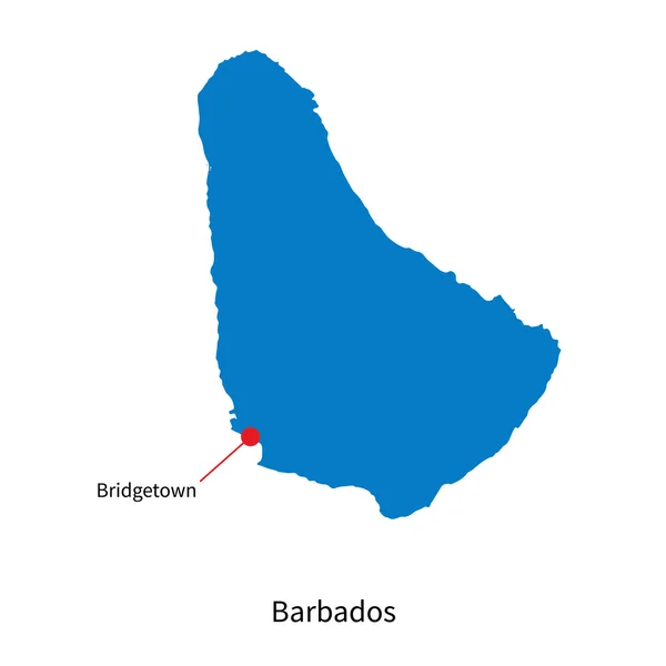 Mapa vectorial detallado de Barbados y ciudad capital Bridgetown — Vector de stock