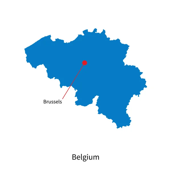 Detailed vector map of Belgium and capital city Brussels — Stock Vector