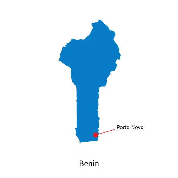 Podrobné vektorová mapa z Beninu a hlavního města porto-novo — Stockový vektor