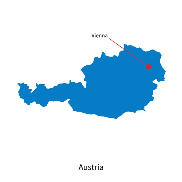 Carte vectorielle détaillée de Autriche et la capitale Vienne — Image vectorielle