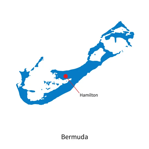 Detailed vector map of Bermuda and capital city Hamilton — Stock Vector