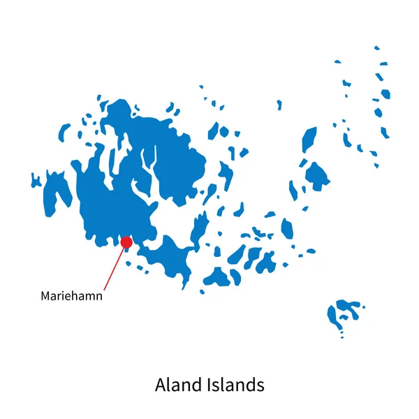 Gedetailleerde vector kaart van aland eilanden en hoofdstad mariehamn — Stockvector
