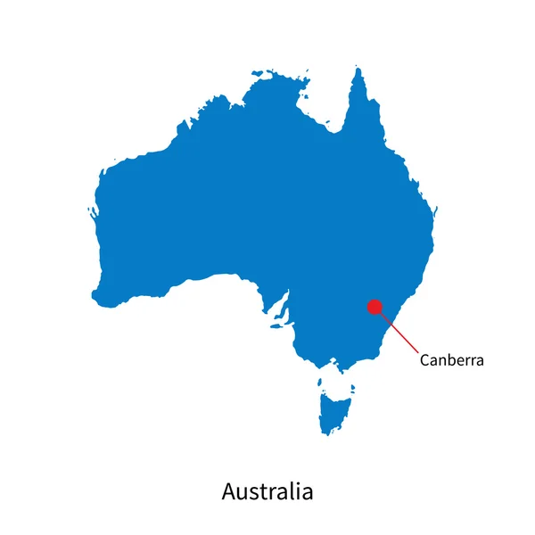 Detaillierte Vektorkarte von Australien und der Hauptstadt Canberra — Stockvektor