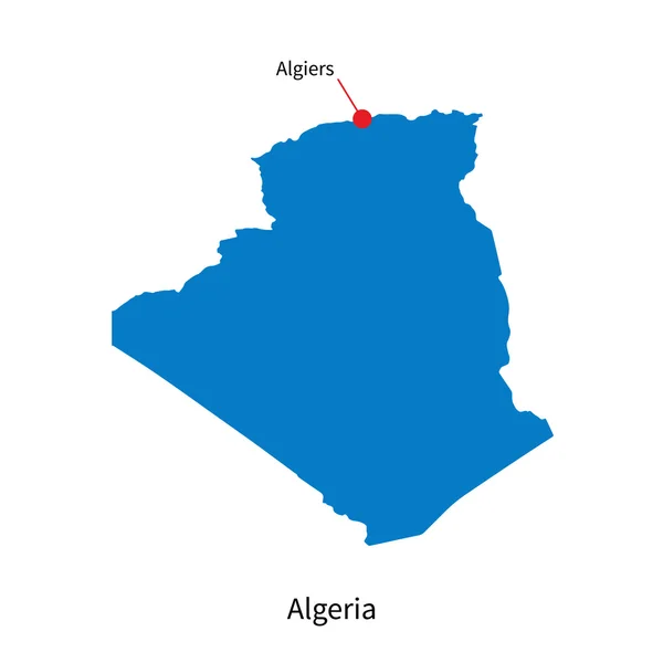 Mappa vettoriale dettagliata dell'Algeria e della capitale Algeri — Vettoriale Stock