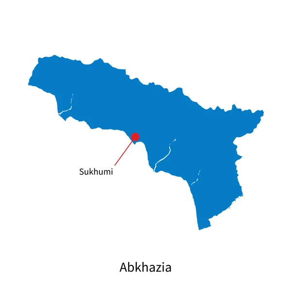 Carte vectorielle détaillée de Abkhazie et capitale Sukhumi — Image vectorielle