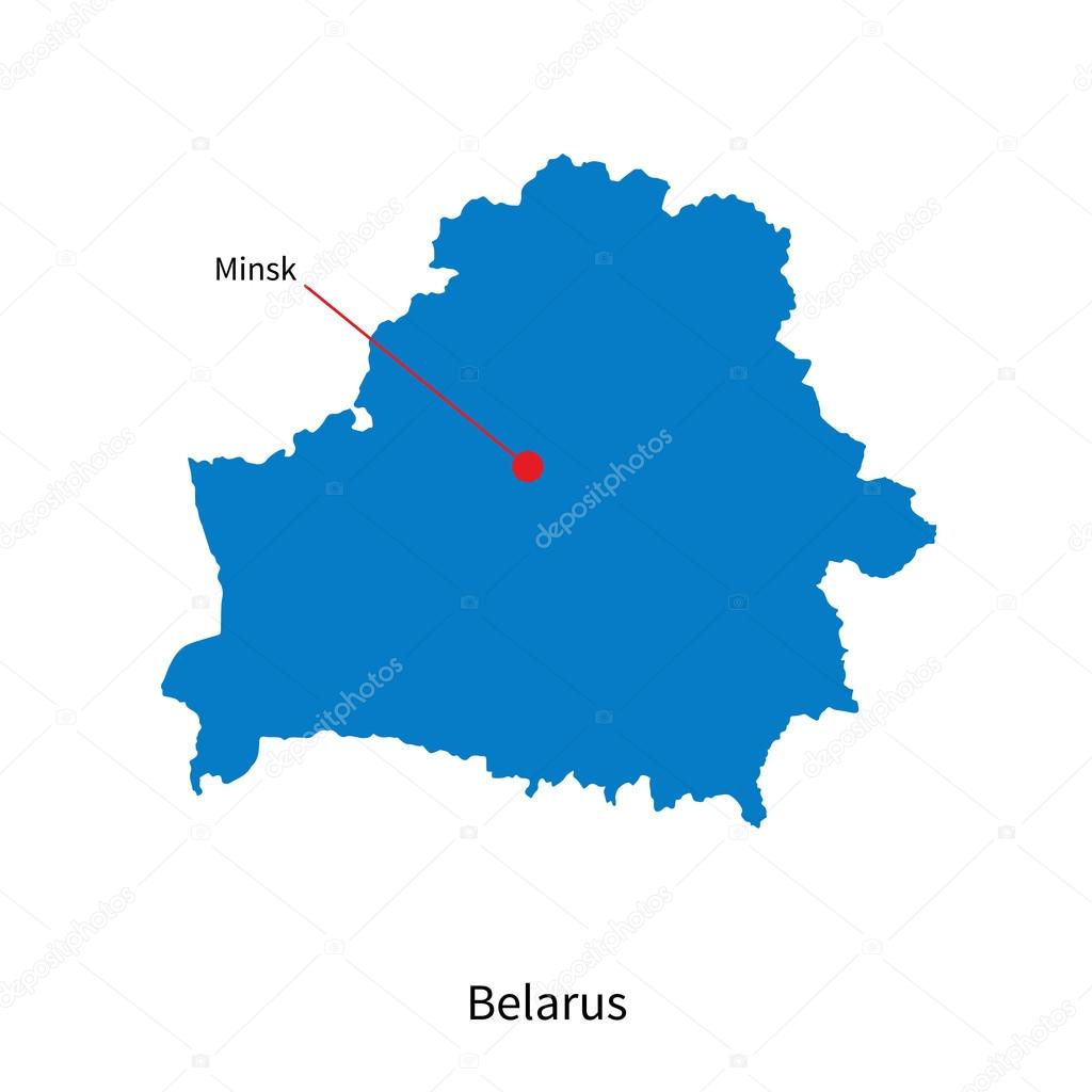 Detailed vector map of Belarus and capital city Minsk