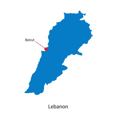 Lübnan ve başkenti şehir Beyrut Haritası detaylı vektör