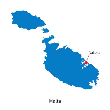 malta ve capital city valletta Haritası detaylı vektör
