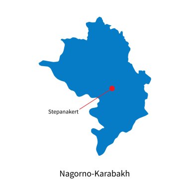 Dağlık Karabağ ve başkent stepanakert detaylı vektör harita