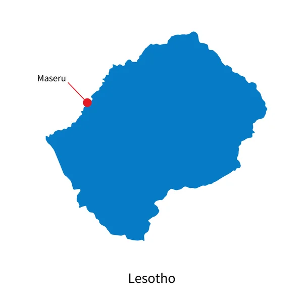 Gedetailleerde vector kaart van lesotho en hoofdstad stad maseru — Stockvector