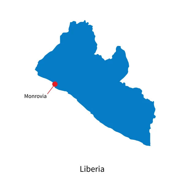 Gedetailleerde vector kaart van liberia en hoofdstad stad monrovia — Stockvector