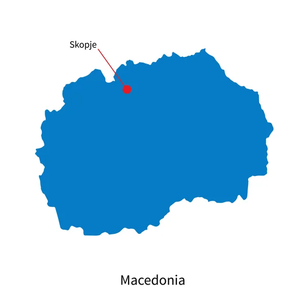 Mapa vectorial detallado de Macedonia y capital Skopje — Vector de stock