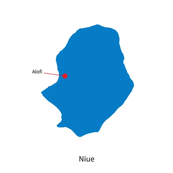 Detailed vector map of Niue and capital city Alofi — Stock Vector