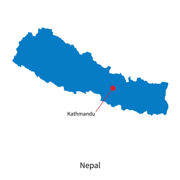 Gedetailleerde vector kaart van nepal en hoofdstad stad kathmandu — Stockvector